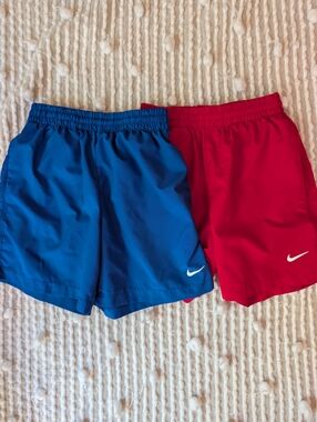 Nike Drifit Kids' Blue and Red Athletic Short Set. 2 Pair. Size Small (6/7)